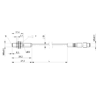 DPI M05 PNP NO P1,5mm noyé lg27mm Inox 10-30Vdc / M05 4P+C0.3m-Lire la description