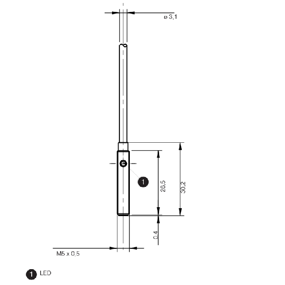 DPI M05 NPN NO P0,8mm noyé 30,2(26,5)mm Inox 10-30Vdc Câble 2m PVC-Lire la description
