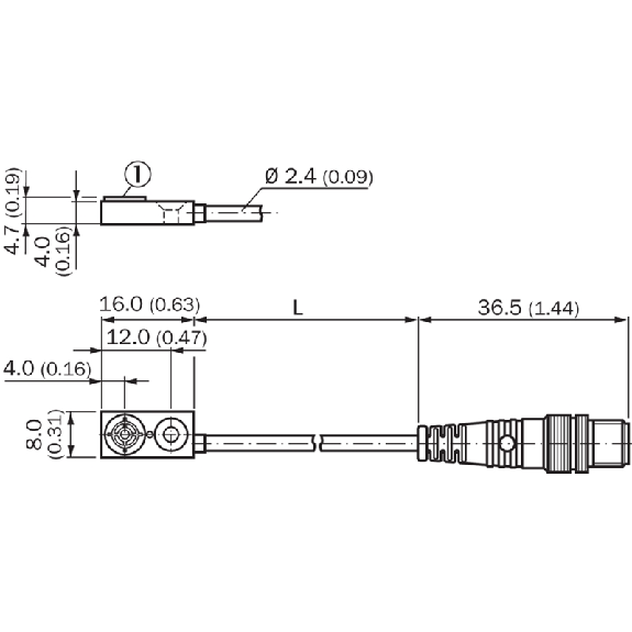 DPI Rect. PNP NO P1,5mm noyé 8x16x4mm Plast. 10-30Vdc / M08 3P+C0.3m-Lire la description