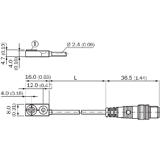 DPI Rect. PNP NO P1,5mm noyé 8x16x4mm Plast. 10-30Vdc / M08 3P+C0.3m-Lire la description
