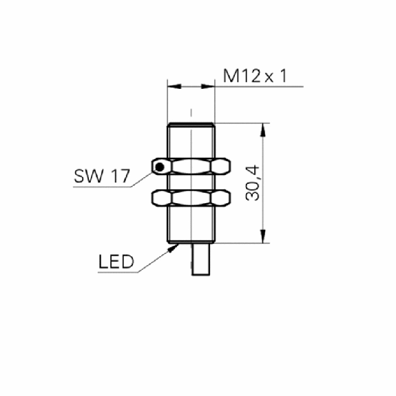 DPI M12 PNP NF P4mm noyé lg30mm Laiton 10-30Vdc / Câble 2m-Lire la description