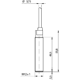DPI M12 2 fils DC NO P2mm noyé 49,8(39,5)mm Laiton 10-30Vdc Câble 2m-Lire la description