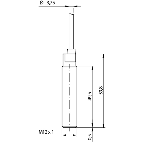 DPI M12 2 fils DC NO P2mm noyé 49,8(39,5)mm Laiton 10-30Vdc Câble 2m-Lire la description