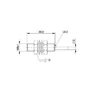 DPI M08 PNP NO P2mm noyé lg30mm Inox 10-30Vdc / Câble 2m PUR-Lire la description