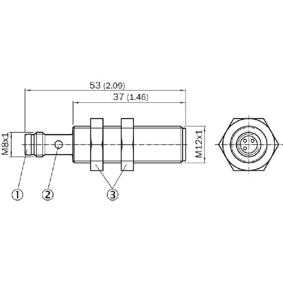 DPI M12 PNP NO P4mm noyé Laiton / M08 3P-Lire la description