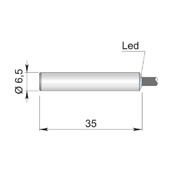 DPI D6,5 PNP NO P2mm noyé lg35mm Inox 6-30Vdc / Câble 2m PVC-Lire la description