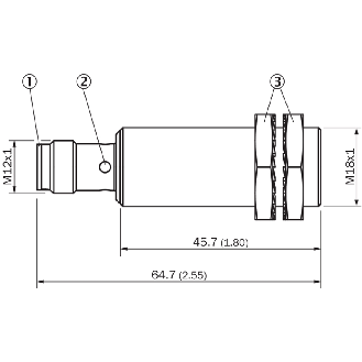 DPI M18 NPN NF P8mm noyé 64.7(45.7)mm Tout-inox V2A / M12 4P-Lire la description