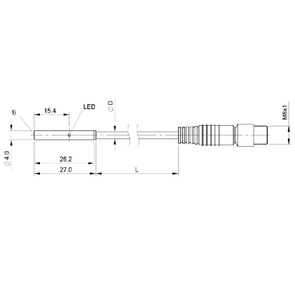 DPI D04 PNP NO P0,8mm noyé lg27mm 10-30Vdc / M08 3P+C0.2m-Lire la description
