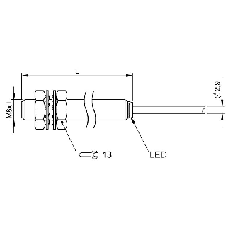 DPI M08 PNP NO P2mm noyé lg50mm Laiton 12-30Vdc / Câble 2m PUR-Lire la description