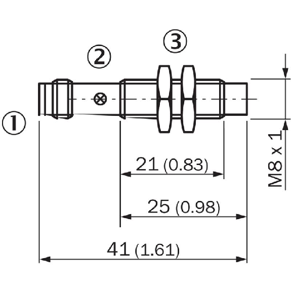 DPI M08 PNP NO P6mm non noyé lg41(21)mm Laiton 10-30Vdc / M08 3P-Lire la description