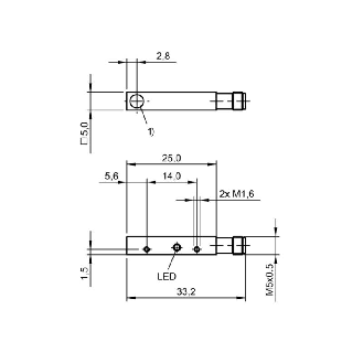 DPI Rect. PNP NO P1,5mm noyé 5x5x46mm Inox 10-30Vdc / M05 4P-Lire la description