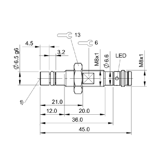 DPI HP D6.5 PNP NO P1.5mm noyé lg45(20)mm Inox / M08 3P-Lire la description