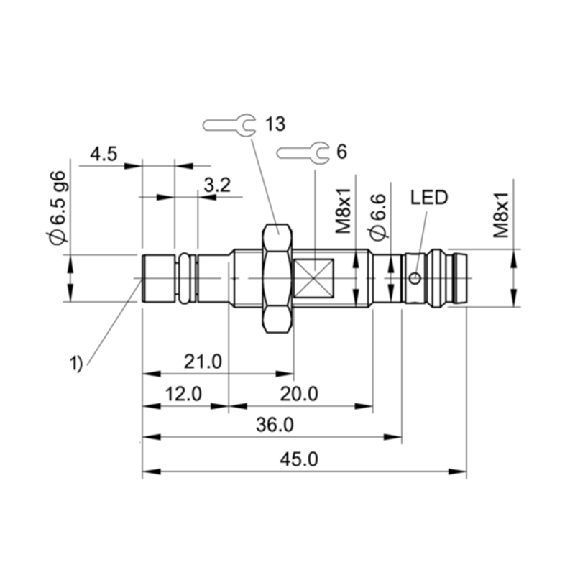 DPI HP D6.5 PNP NO P1.5mm noyé lg45(20)mm Inox / M08 3P-Lire la description