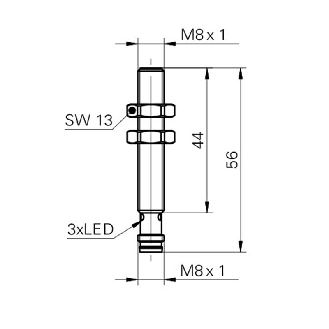 DPI M08 PNP NF P2mm noyé lg56(44)mm Acier 10-30Vdc / M08 3P-Lire la description