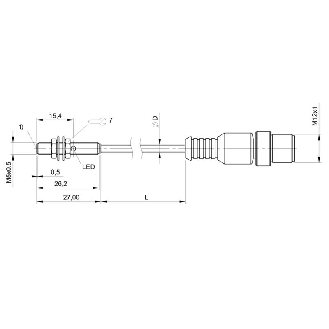 DPI M05 PNP NO P1,5mm noyé 27mm Inox 10-30Vdc / M12 4P+C0.3m PUR-Lire la description