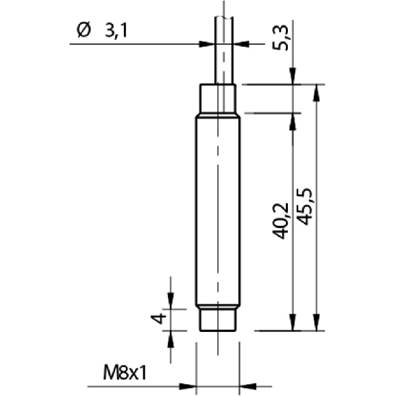 DPI M08 NPN NO P2,5mm non noyé 45,5(36,2)mm Laiton 10-30Vdc Câble 5m-Lire la description