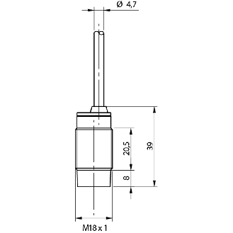 DPI M18 PNP NO+NF P8mm non noyé 39(20.5)mm Laiton Câble 2m-Lire la description