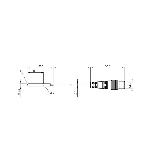 DPI D03 PNP NO P1mm noyé lg27mm Inox 10-30Vdc / M08 3P+C0.3m-Lire la description