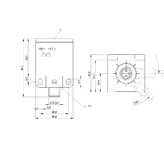DPI Rect. PNP NO+NF P20mm noyé 40x40x62mm / M12 4P-Lire la description