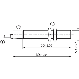 DPI M12 PNP/NPN NO/NF P2mm noyé lg60(50)mm Laiton / Câble 2m PVC-Lire la description