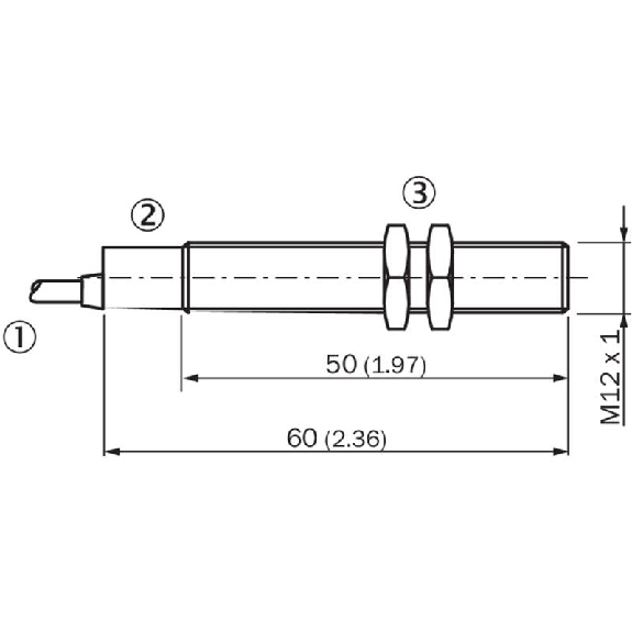 DPI M12 PNP/NPN NO/NF P2mm noyé lg60(50)mm Laiton / Câble 2m PVC-Lire la description