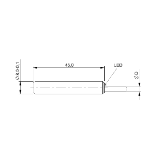 DPI Ø08 NPN NO P1,5mm noyé lg45mm Inox 10-30Vdc / Câble 5m PUR-Lire la description