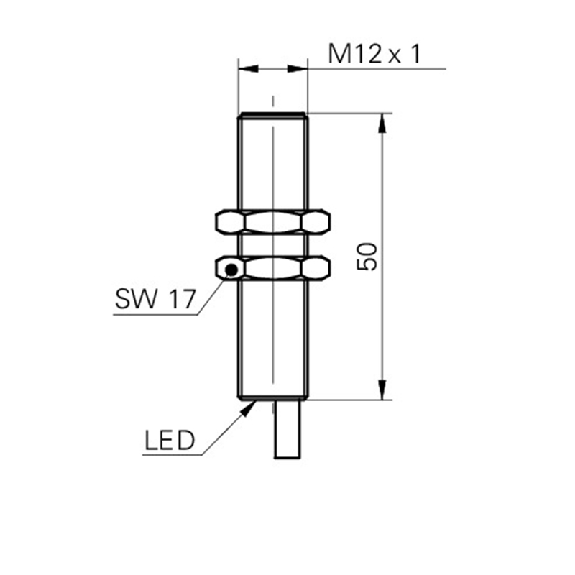 DPI M12 NPN NF P4mm noyé lg50mm Laiton 10-30Vdc / Câble 2m PVC-Lire la description