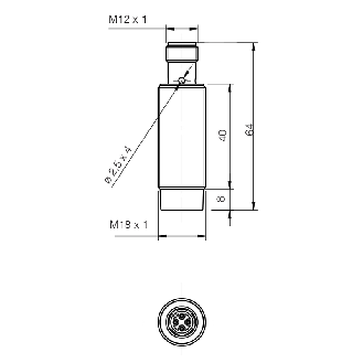 DPI M18 NPN NO P12mm non noyé 64(40)mm Laiton 10-30Vdc M12 4P-Lire la description