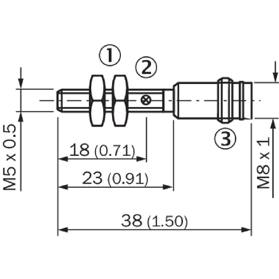 DPI M05 PNP NF P1,5mm noyé lg38(22)mm Inox 10-30Vdc / M08 3P-Lire la description