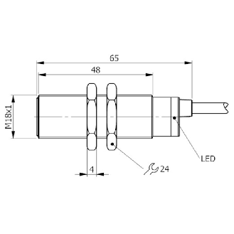 DPI M18 PNP NF P5mm noyé 70mm Laiton 10-30Vdc / Câble 2m PVC-Lire la description