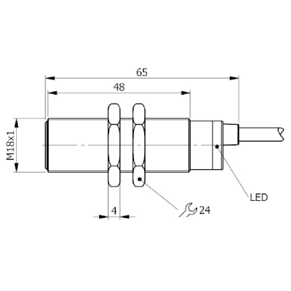DPI M18 PNP NF P5mm noyé 70mm Laiton 10-30Vdc / Câble 2m PVC-Lire la description