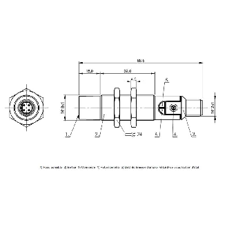 DPC M18 PNP NO P8mm non noyé lg88,5(39)mm PBT / M12 4P-Lire la description