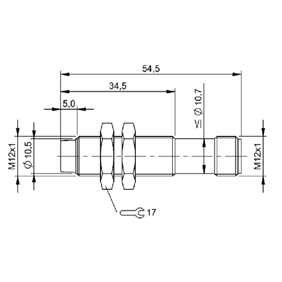 DPI M12 PNP NO P4mm non noyé lg29,5(54,5)mm / M12 4P-Lire la description