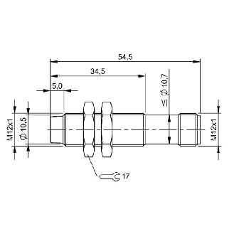 DPI M12 PNP NO P4mm non noyé lg29,5(54,5)mm / M12 4P-Lire la description