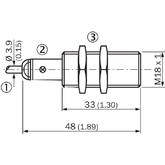 DPI M18 PNP NF P5mm noyé lg48(33)mm Laiton 10-30Vdc / Câble 5m PVC-Lire la description