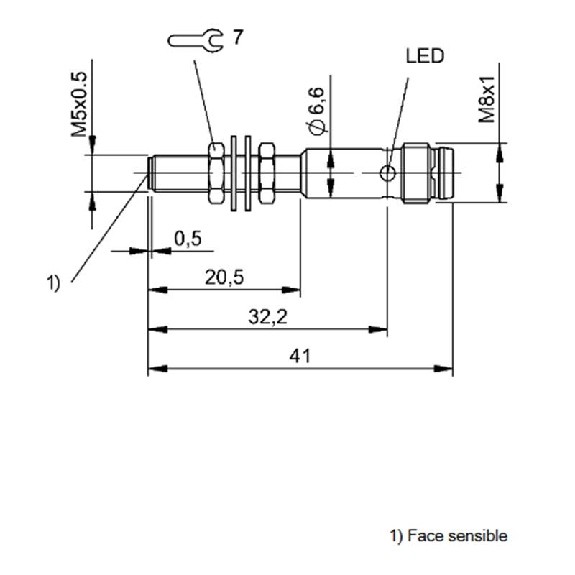 DPI M05 PNP NF P1,5mm noyé lg41(20.5)mm Inox 10-30Vdc / M08 3P-Lire la description