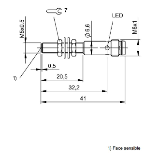 DPI M05 PNP NF P1,5mm noyé lg41(20.5)mm Inox 10-30Vdc / M08 3P-Lire la description