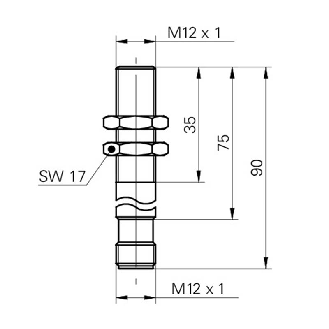 DPI M12 4-20mA+PNP P0,5-1,5mm quasi-noyé lg90mm 15-30Vdc / M12 4P-Lire la description