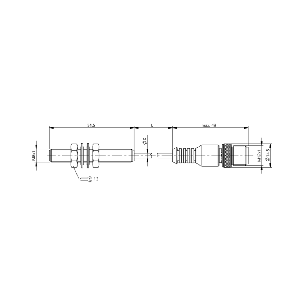 DPI M08 ANA 0-10V P0,5-1,5mm noyé lg51,5mm 15-30Vdc / M12 4P+C0.5m-Lire la description