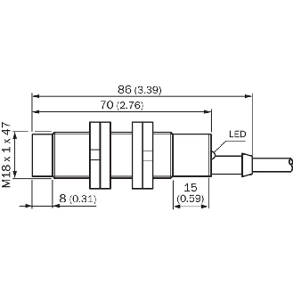 DPC M18 NPN NO+NF P3-12mm non noyé Pot. Plast. 10-36Vdc / Câble 2m-Lire la description