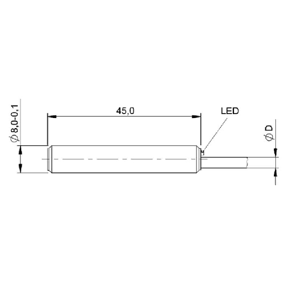 DPI M08 PNP NO P1,5mm noyé lg45mm Inox 10-30Vdc / Câble 5m PVC-Lire la description