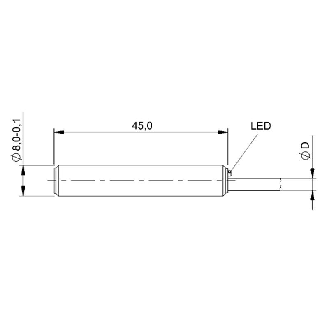 DPI M08 PNP NO P1,5mm noyé lg45mm Inox 10-30Vdc / Câble 5m PVC-Lire la description