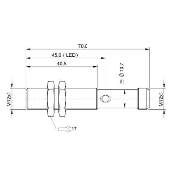 DPI M12 PNP NO P2mm noyé Inox / M12 4P-Lire la description