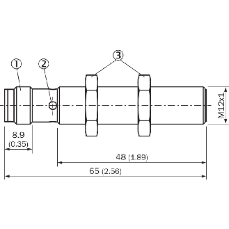 DPI M12 PNP NO P4mm noyé 65(48)mm Inox V4A +100°C / M12 4P-Lire la description