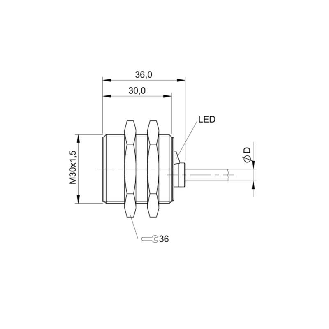 DPI M30 PNP NF P15mm noyé lg36(30)mm Laiton / Câble 3m PVC-Lire la description