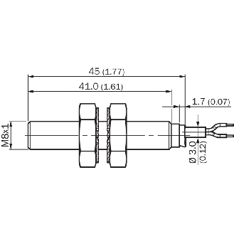 DPI M08 PNP NO P2mm noyé IO-Link 45(41)mm Inox V2A +100°C / C5m PUR-Lire la description