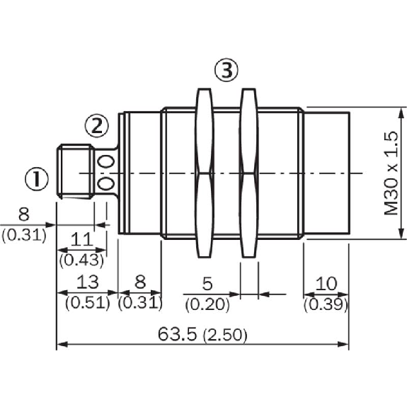DPI M30 PNP NO P40mm non noyé lg63,5(32)mm Tout-Inox V4A / M12 4P-Lire la description