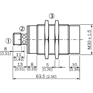 DPI M30 PNP NO P40mm non noyé lg63,5(32)mm Tout-Inox V4A / M12 4P-Lire la description