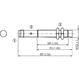 DPI M12 PNP NO P4mm non noyé lg65(38)mm Laiton 10-30Vdc / M12 4P-Lire la description