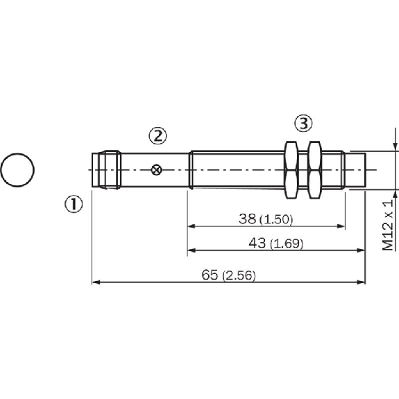 DPI M12 PNP NO P4mm non noyé lg65(38)mm Laiton 10-30Vdc / M12 4P-Lire la description